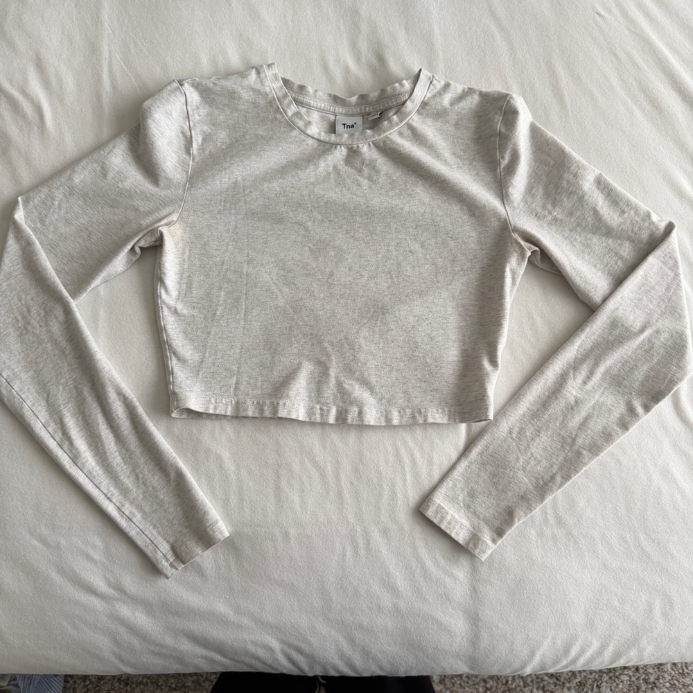 TNA Light Gray Long Sleeve Crop Top